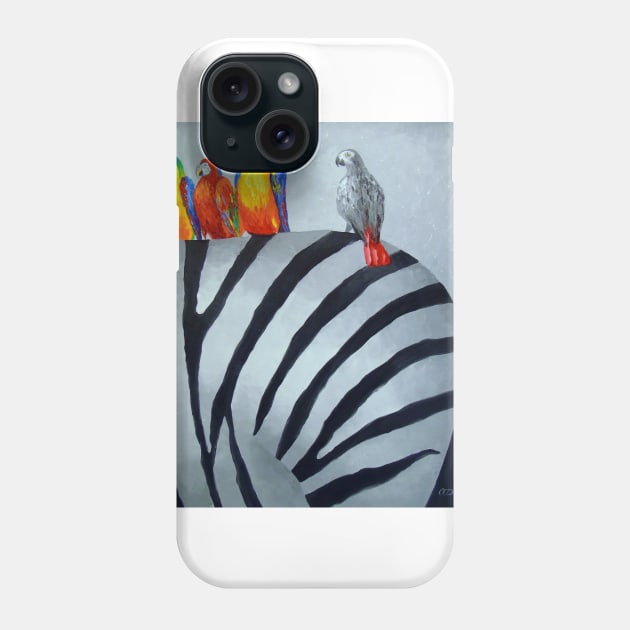 Parrots on zebra Phone Case by OLHADARCHUKART