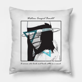 Western Cowgirl Bandit version 9 Pillow
