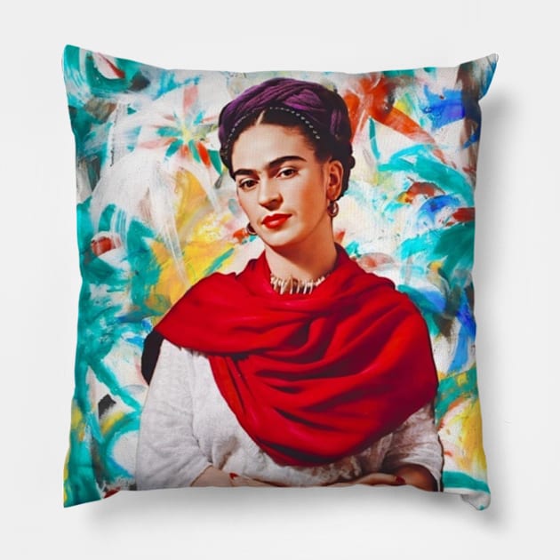 Frida Kahlo Colorful Pillow by FridaBubble