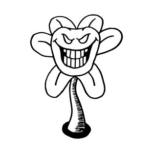 Flowey Undertale Simple Black and White Design T-Shirt