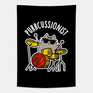 Purr-cussionist Cute Drummer Cat Pun Tapestry