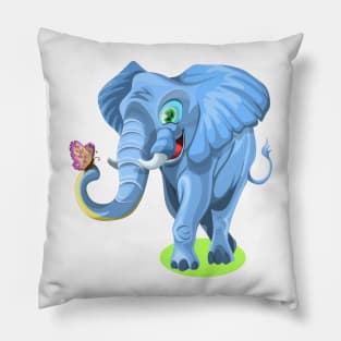 Cute elephant and a butterfly. Pillow