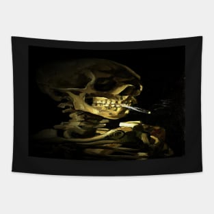 Skull of a Skeleton with Burning Cigarette (Vincent van Gogh) Remake Tapestry