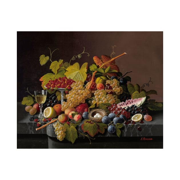 Still Life with Fruit and Bird's Nest by Severin Roesen by Classic Art Stall