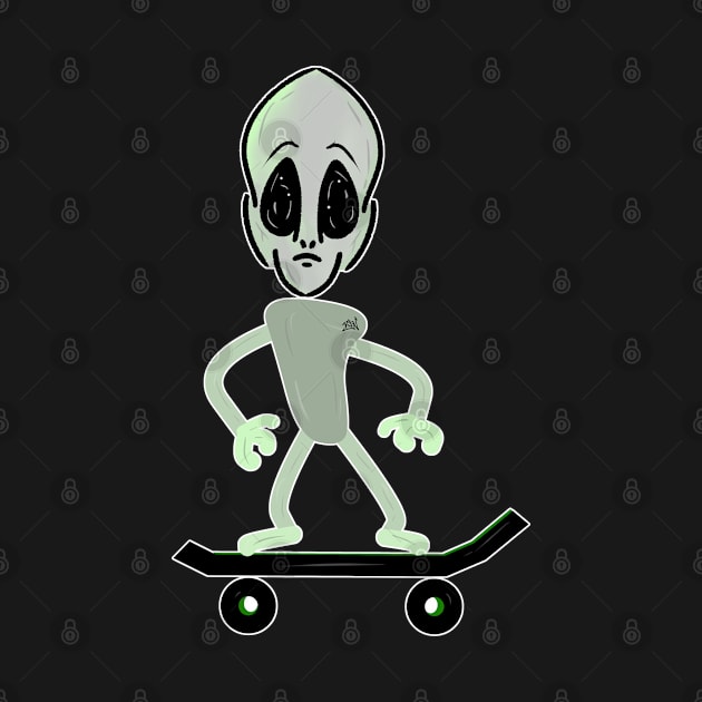 Alien on a Skateboard by vincentjnewman