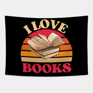 Vintage Sunset I Love Books Reading Tapestry