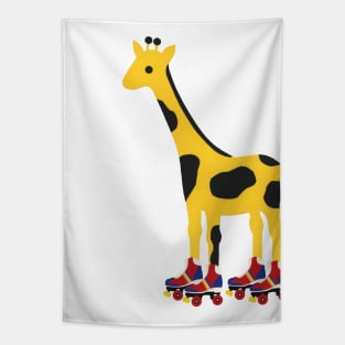 Giraffe on Roller Skates Tapestry