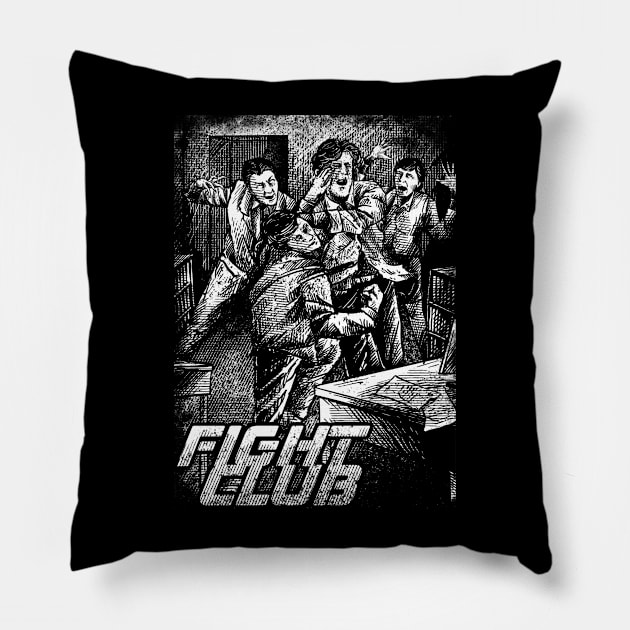 fight club hand drawing illustration design Pillow by ROCKHOPPER