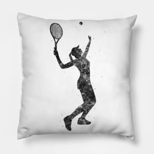 Tennis girl black and white Pillow