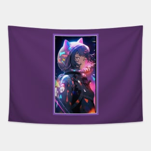 Anime Sci-Fi Cat Girl | Quality Anime Girl Artwork | Manga Girl Anime Art Tapestry