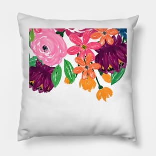 Boho Chic Watercolor Burgundy Pink Flowers Pillow