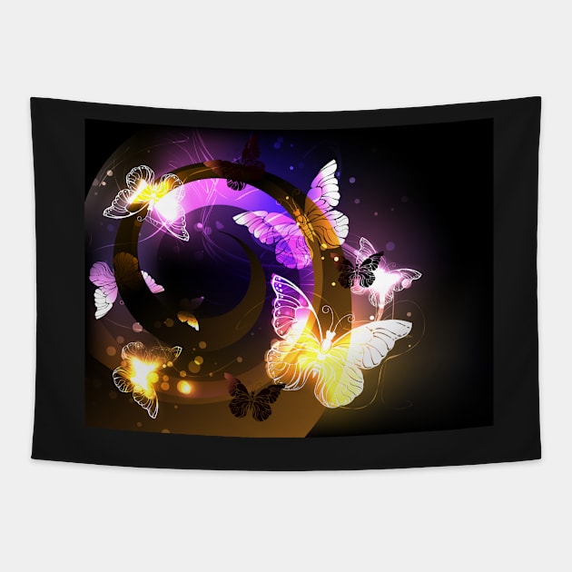 Whirlwind with Night Butterflies Tapestry by Blackmoon9