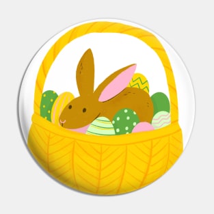 Easter Bunny in a basket of eggs Pin