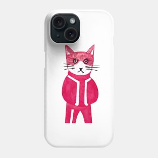 Gopnik Cat Retro Poster Vintage Art Cat Wall Gangster Pink Illustration Phone Case