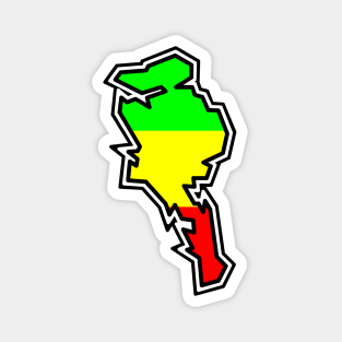 Quadra Island Silhouette in Rastafarian Flag Colours - Rasta - Quadra Island Magnet
