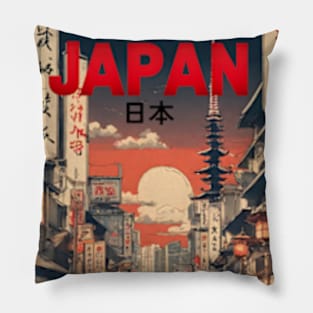 japan tokyo vintage travel tourism 3 Pillow