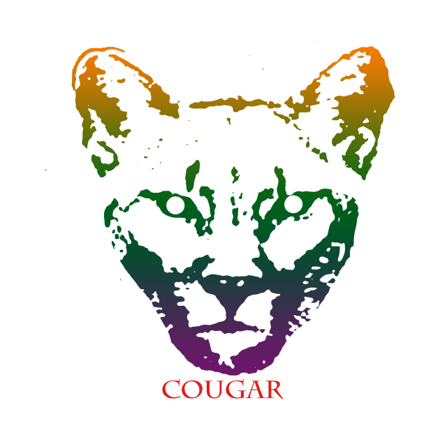 The cougar head is Violet, Green, Orange by best seller shop