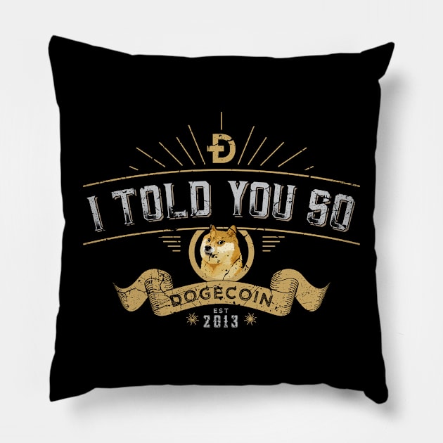 Dogecoin Crypto Pillow by MintaApparel