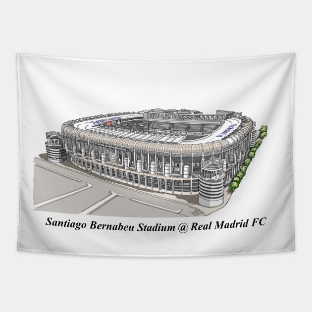 Drawing of Santiago Bernabeu Stadium @ Real Madrid FC Tapestry by Roza@Artpage