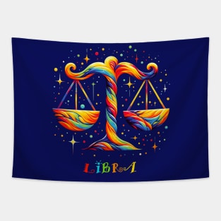 Vibrant Libra Zodiac Sign Tapestry