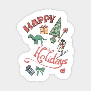 Retro Happy Holidays Magnet