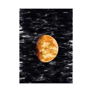 Partial Orange Bright Moon Close Up At Night. For Moon Lovers. T-Shirt