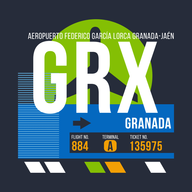 Granada (GRX) Airport // Retro Sunset Baggage Tag by Now Boarding