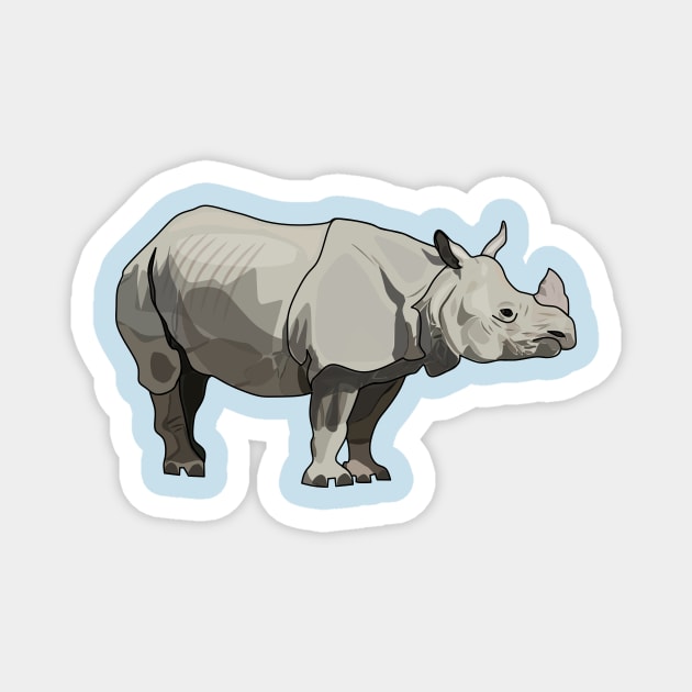 Javan rhinoceros cartoon illustration Magnet by Miss Cartoon