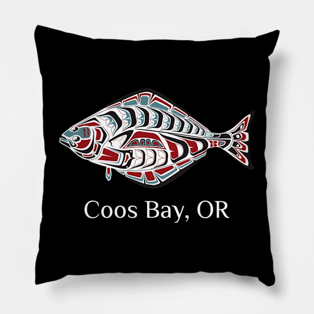 Coos Bay, Oregon Halibut Northwest Native American Tribal Gift Pillow by twizzler3b