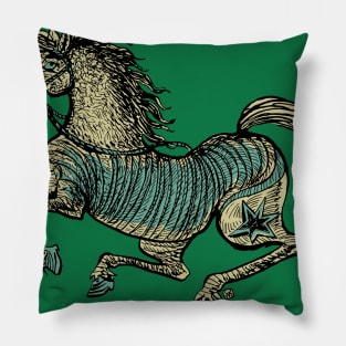 golden star horse in a race Pillow