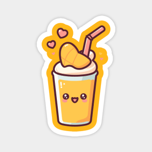 Cute Kawaii Mango Milkshake with Hearts | Design for Kawaii Food Art Lovers Magnet