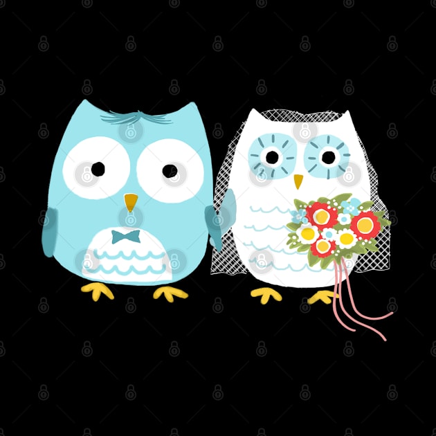 Owls Wedding | Cute Bride and Groom by Coffee Squirrel