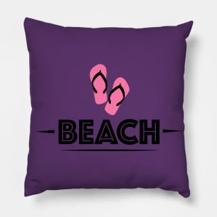 Beach Girl Flip Flop Pink Pillow