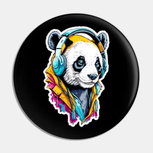 Adorable Panda with Headphones | Music-Loving Panda Pin