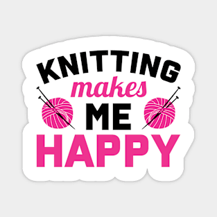 Knitting makes me happy (black) Magnet