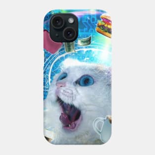 Trippy Dopamine Fasting Cat - Burger Coffee Phone Case