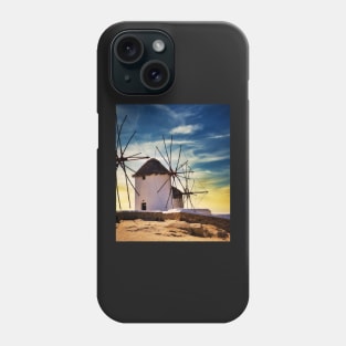 Greek windmill sunset Phone Case