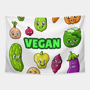 VEGAN FOOD CARTOON Tapestry