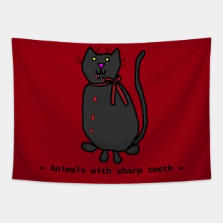 Animals with Sharp Teeth Halloween Horror Cat Tapestry