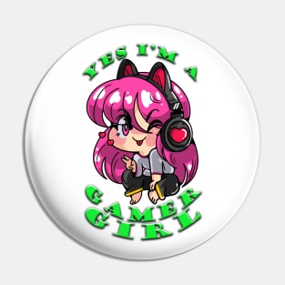 Yes Im A Gamer Girl Lime Pin