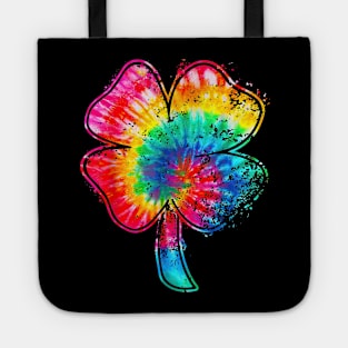 Tie Dye Shamrock Lucky Four Leaf Happy St Patrick's Day Tote