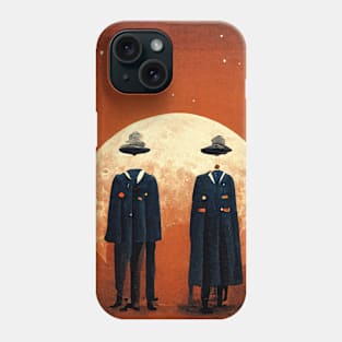 astronaut with moon backgroundastronauts celebrate halloween on mars Phone Case