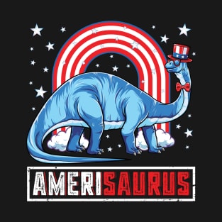 Amerisaurus Brontosaurus Dinosaur 4th of July T-Shirt