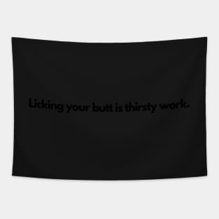 Dog licking butt bowl Tapestry