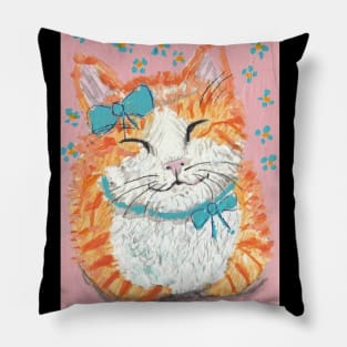 cute  cat acrylic painting Pillow