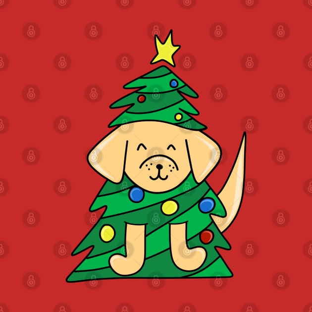 Cute Dog in a Christmas Tree with Ornaments, made by EndlessEmporium by EndlessEmporium