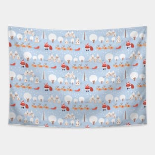 Whimsical Santa Claus and Reindeer Pattern Tapestry