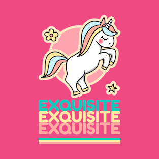 Exquisite Repeat Typography & Cute Unicorn Colorful T-Shirt