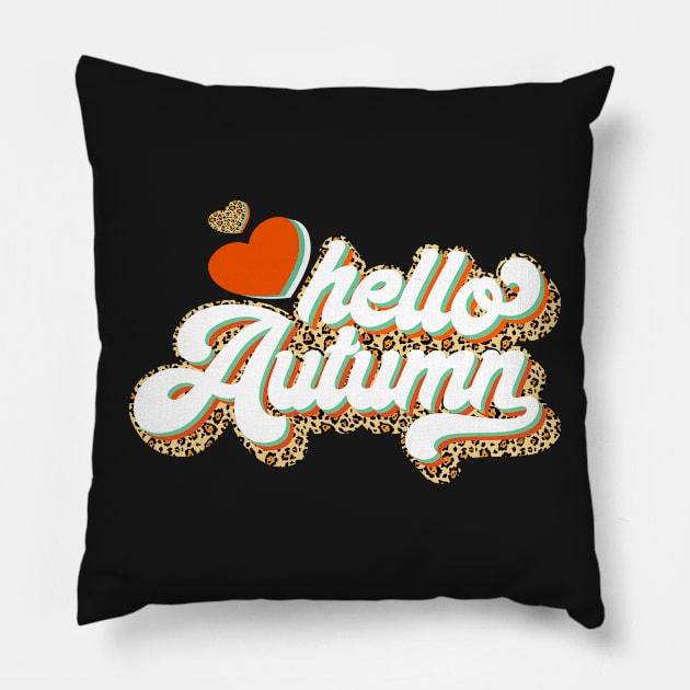 Hello Autumn retro leopard animal print Pillow by PlusAdore