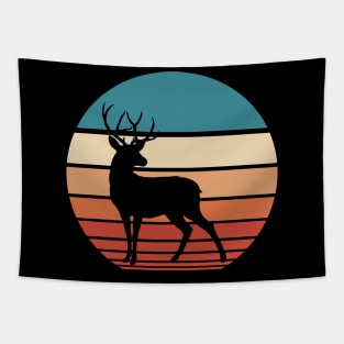 Deer Retro Sunset Tapestry